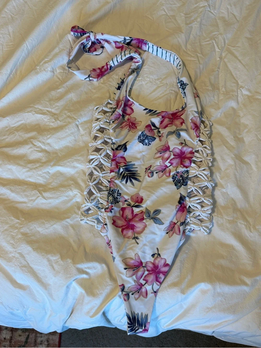 FRANKIE'S BIKINIS CAMILLA ONE PIECE SWIMSUIT FLORAL STRIPE